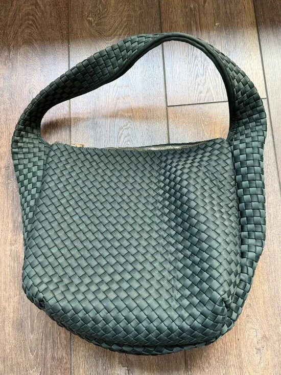 Anthropologie Woven Shoulder Handbag - Dark Green - Picture 2 of 5